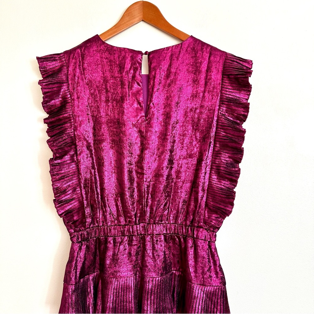 TCEC Pink Metallic Ruffle Mini Dress Size Large - Picture 6 of 11